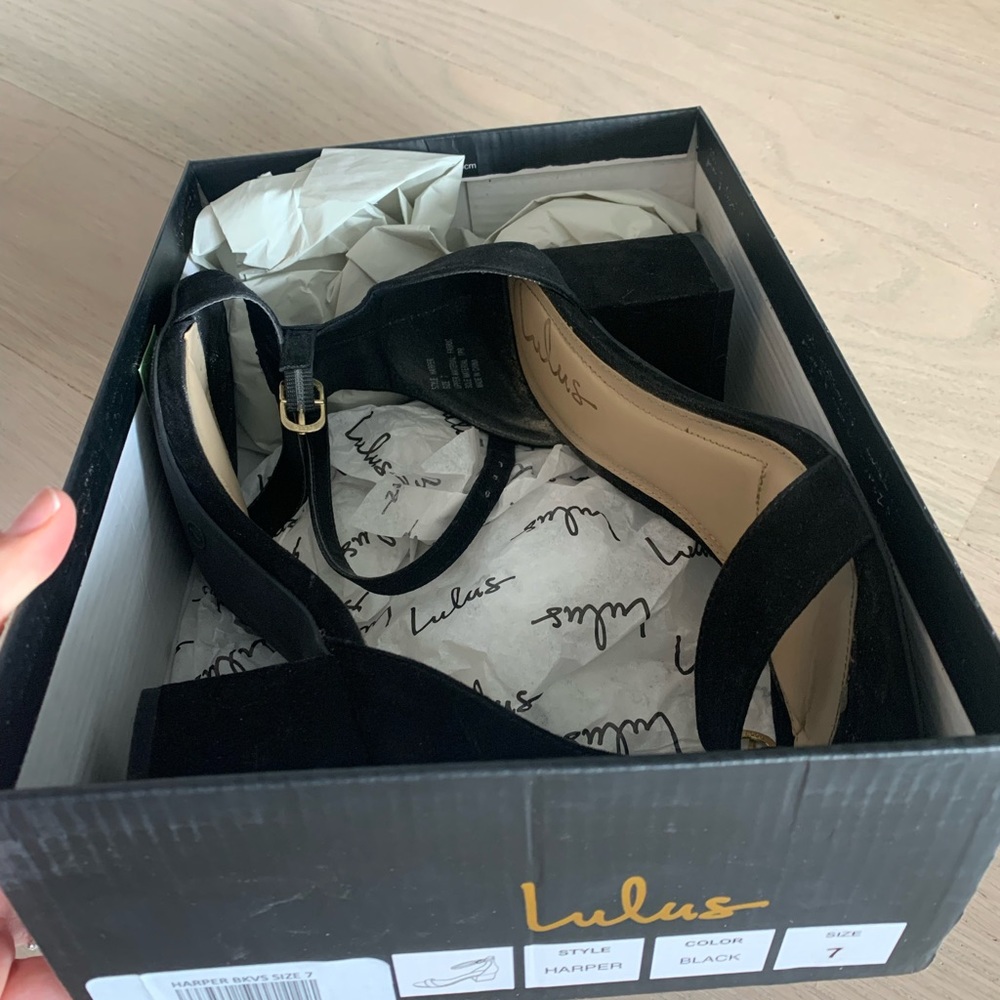 Lulus Black Suede Heels